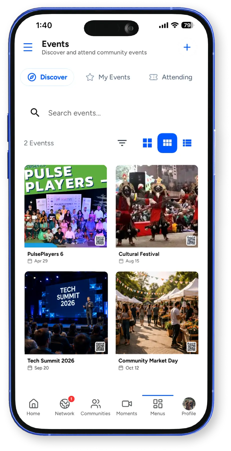 Events mobile preview