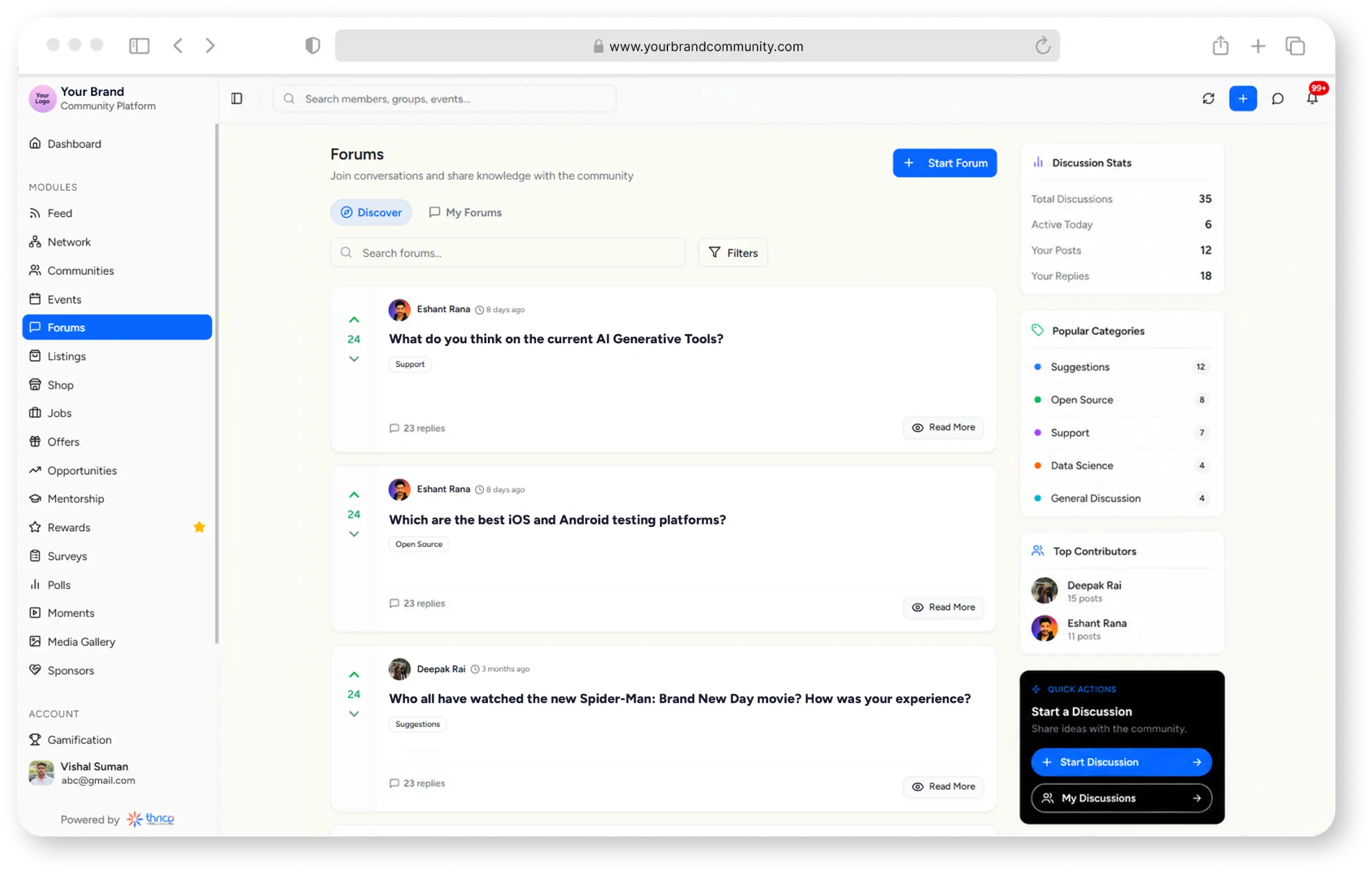 Forums feed preview