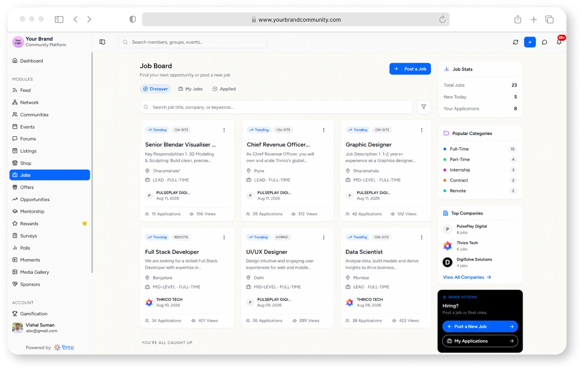 Jobs feed preview