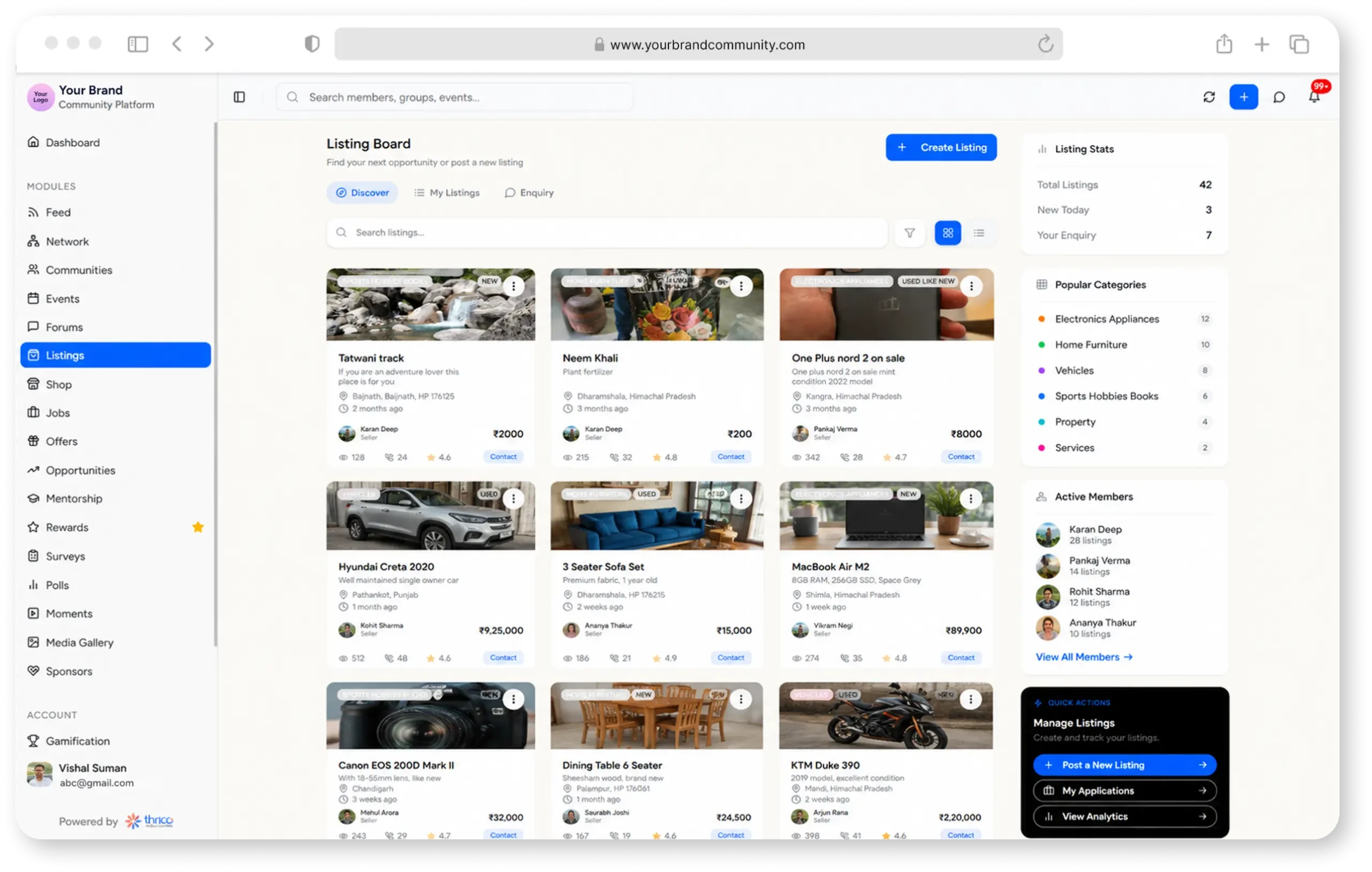 Listings feed preview