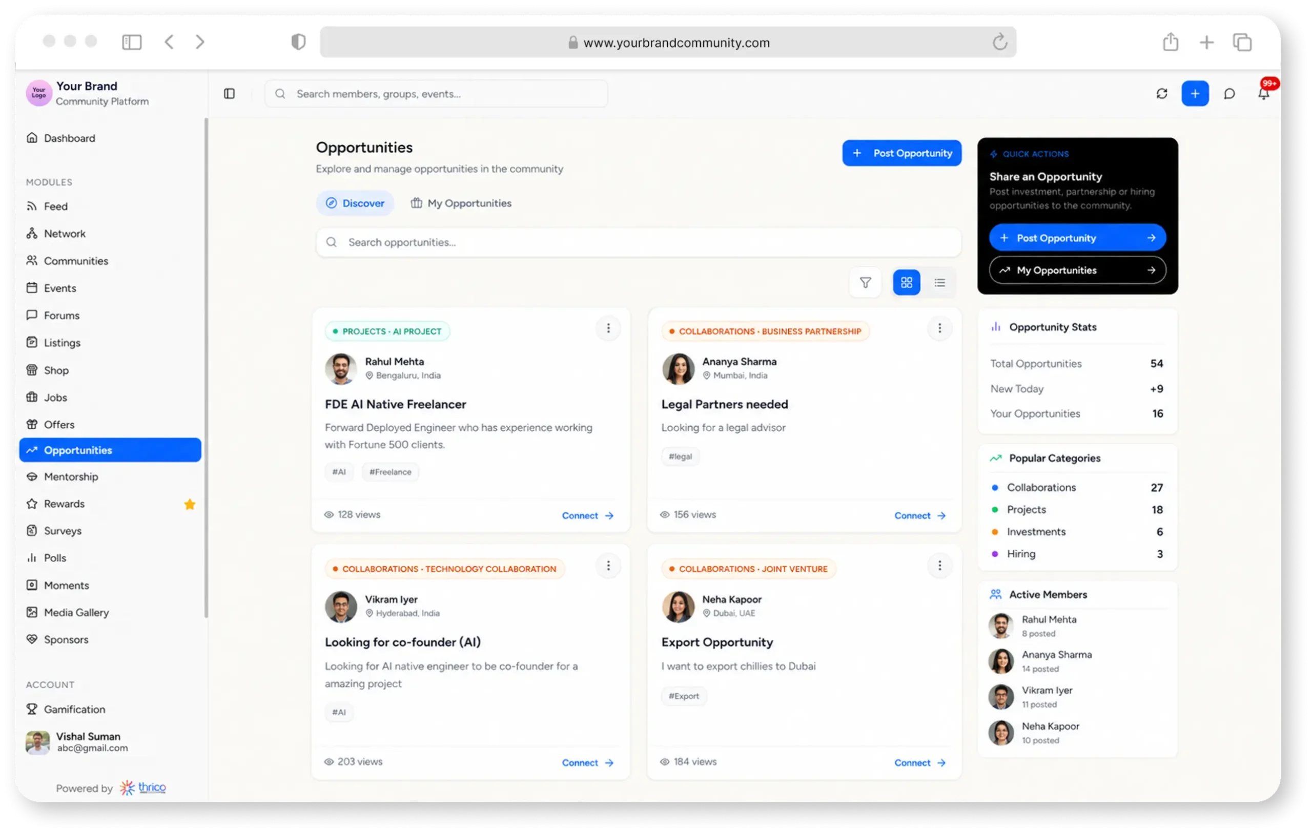Opportunities feed preview