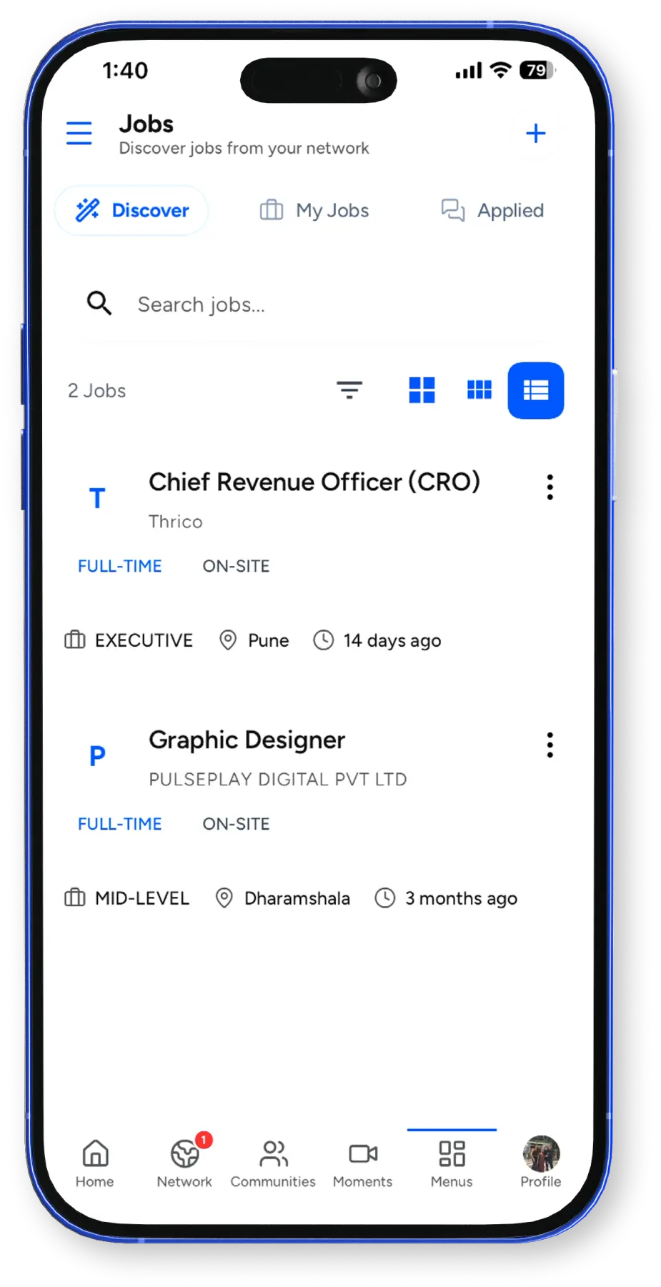 Jobs mobile preview