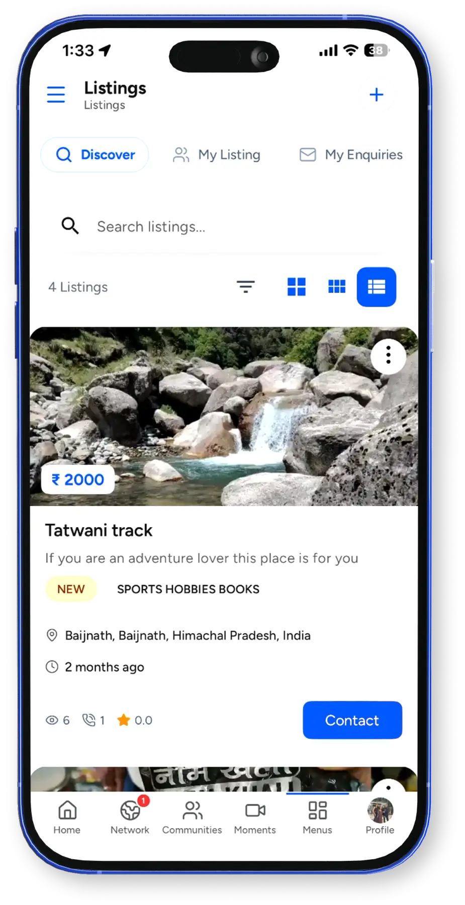 Listings mobile preview