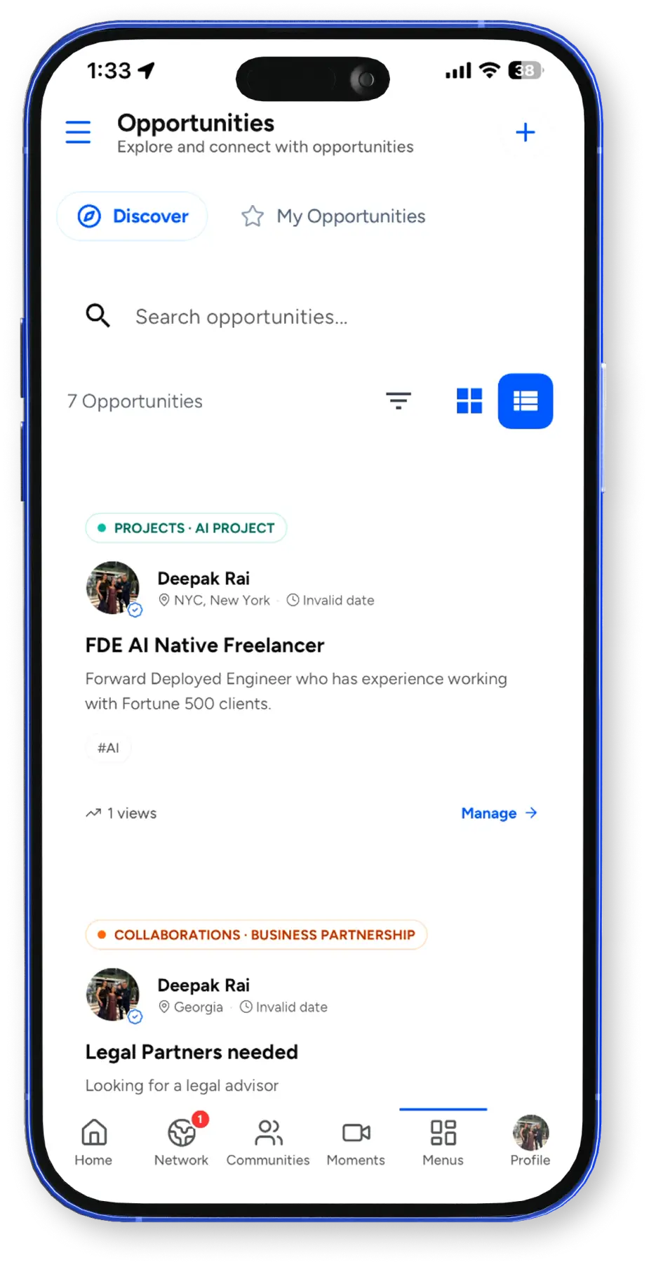 Opportunities mobile preview