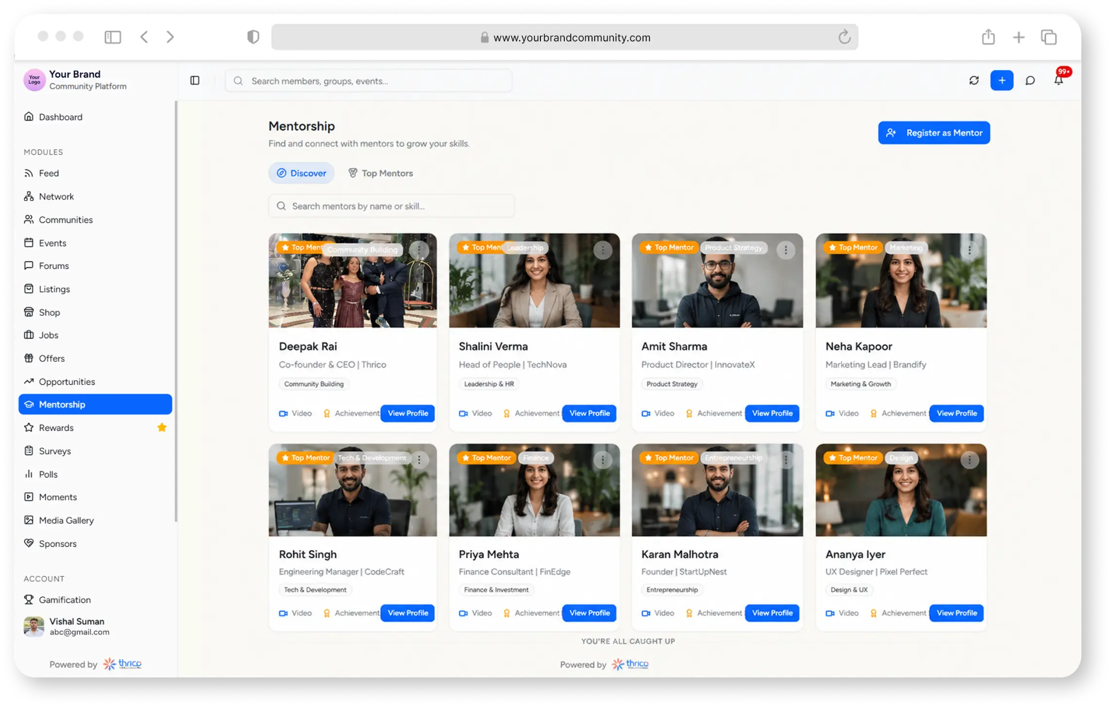 Mentorship feed preview