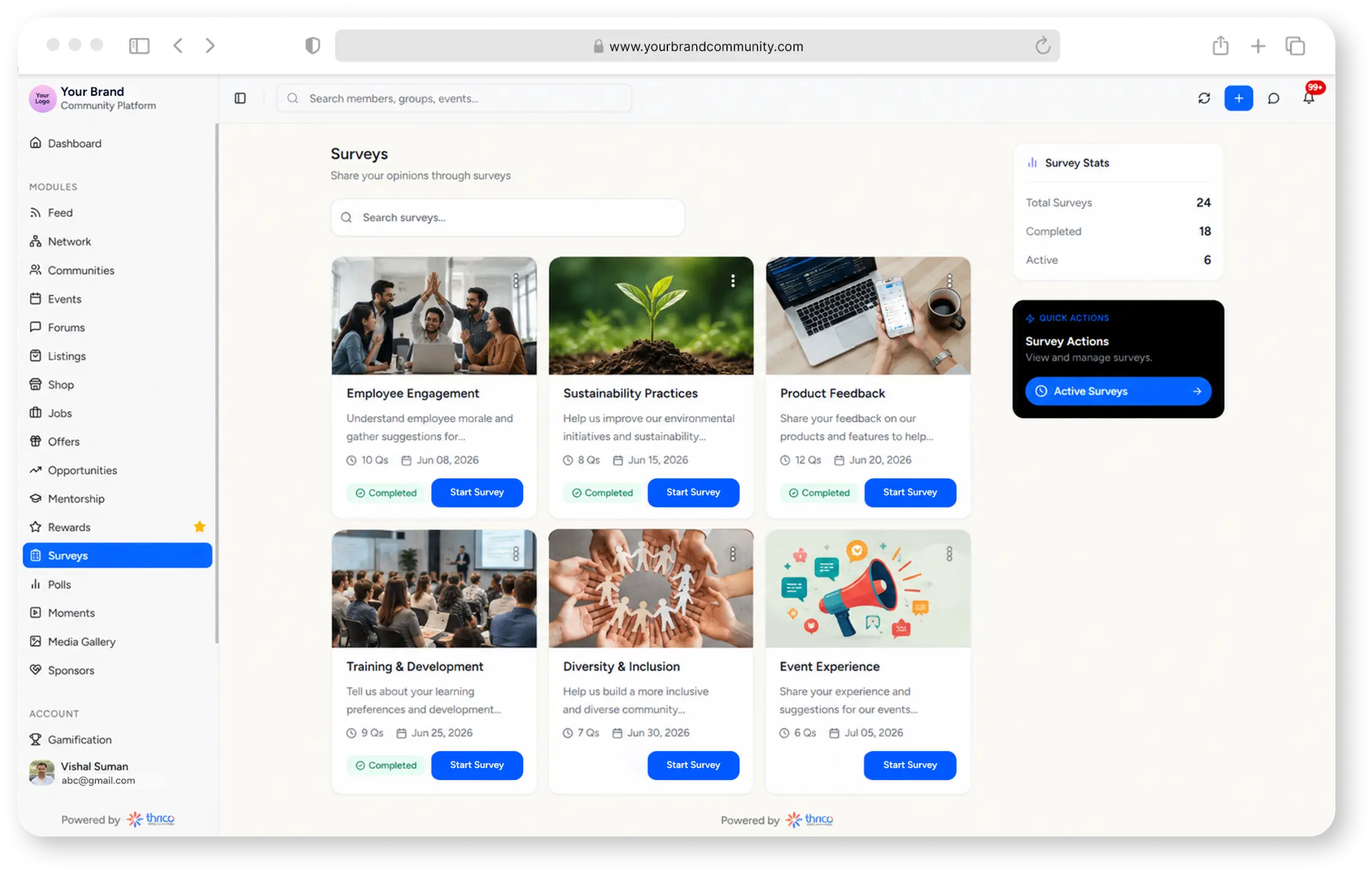Surveys feed preview