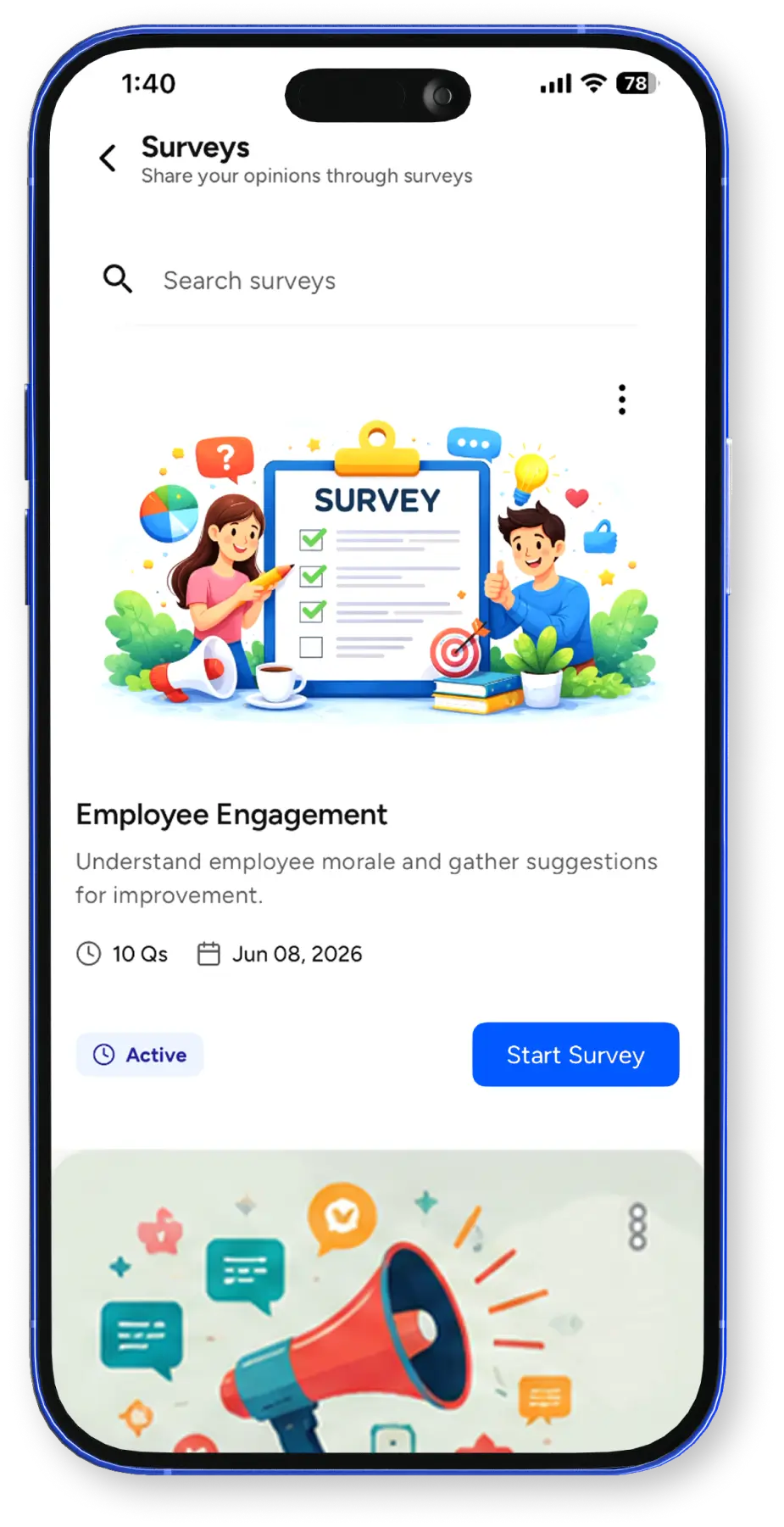 Surveys mobile preview