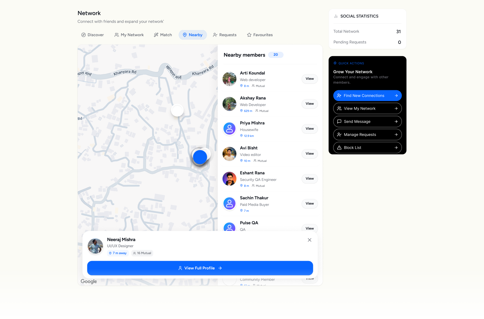 nearby
